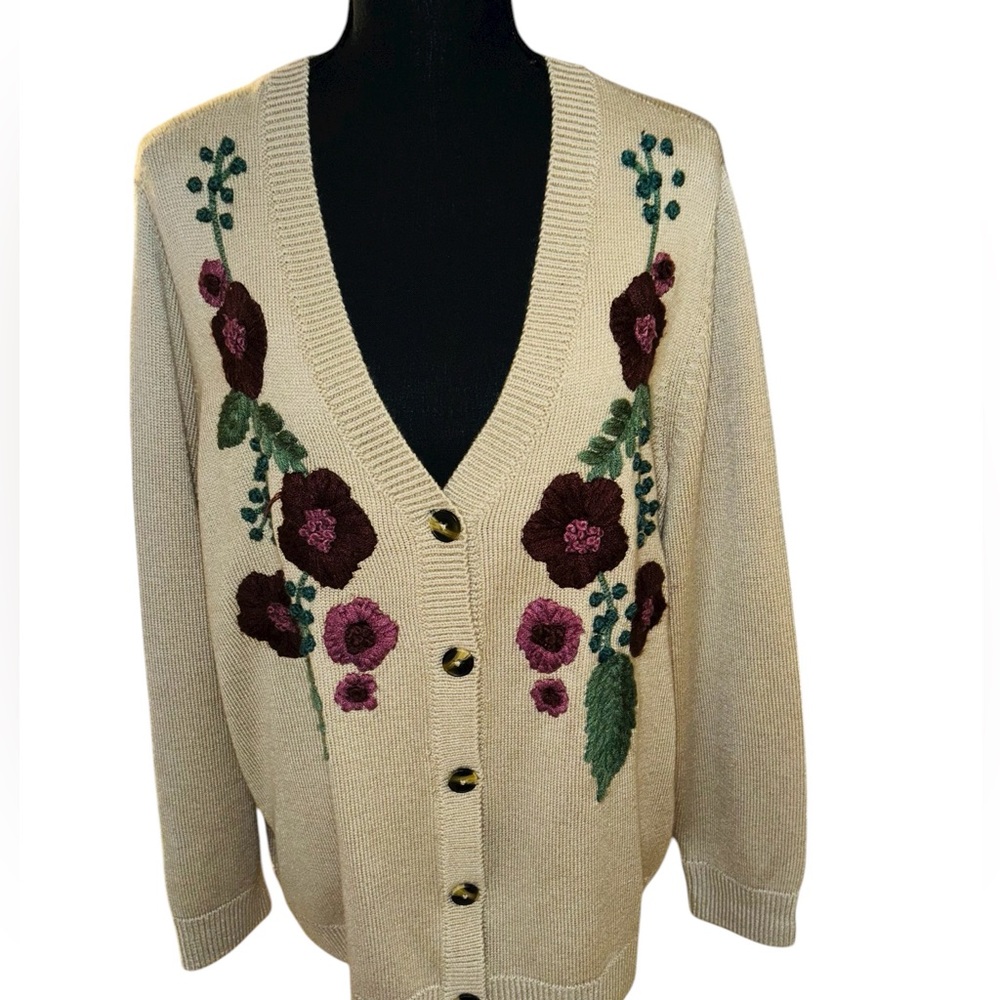 COLDWATER CREEK EMBROIDERED CARDIGAN SWEATER 1X